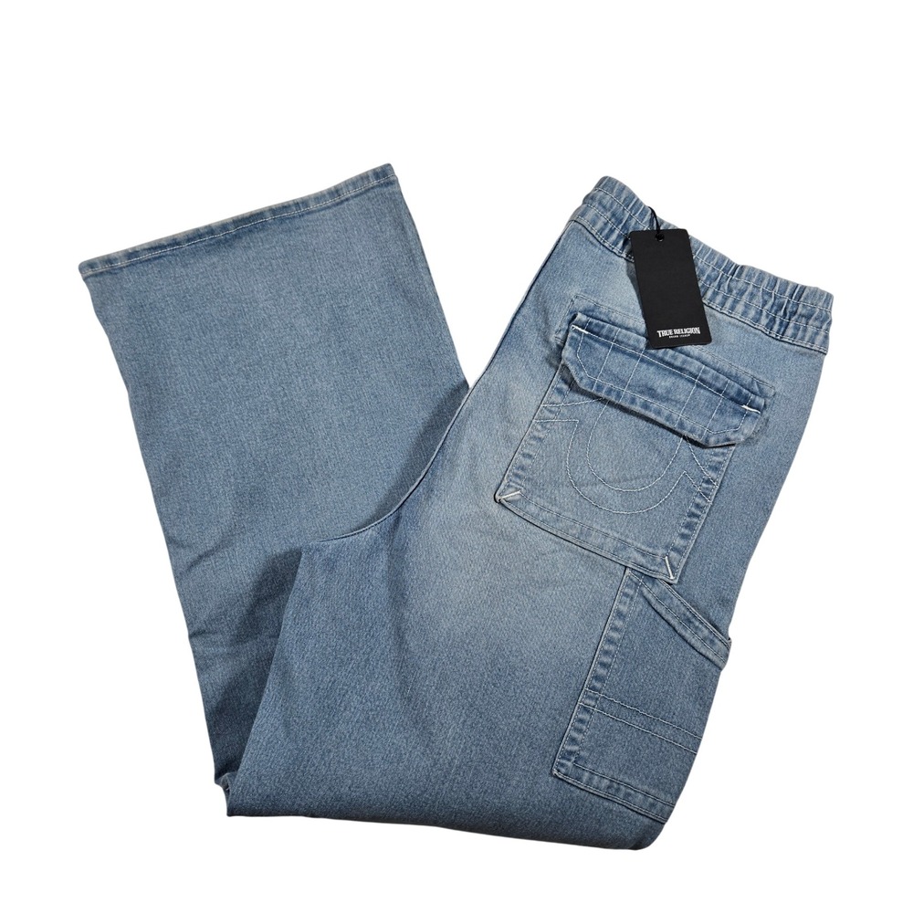 True Religion Vinny Ultra Baggy Carpenter Pant Mens 38x30 Blue Double Knee